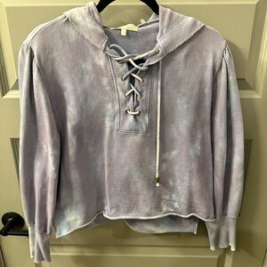 Loveshack Fancy Purple Tie-Dye Lace-Up Hoodie